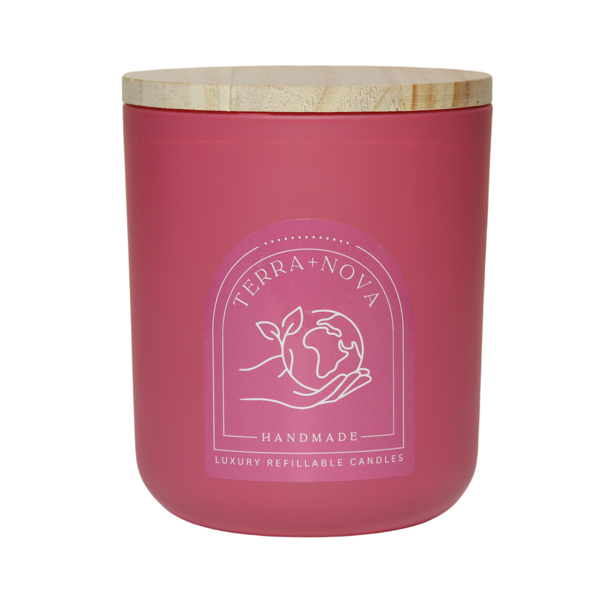 Infinity Candle Jar – Magenta (12 oz) | Refillable Glass + Bamboo